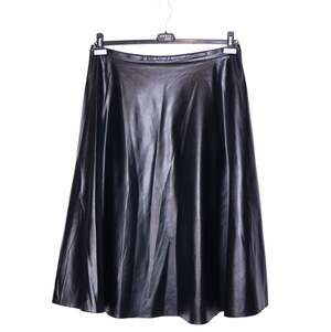 AKRIS PUNTO Faux Leather Circle Skirt Black High Waisted Midi Women's 16